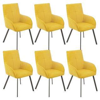 Lot De 6 Fauteuils Jaunes Piètement Gris Mat - Catila