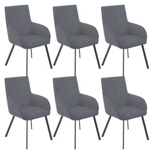 Lot De 6 Fauteuils Gris Piètement Gris Mat - Catila