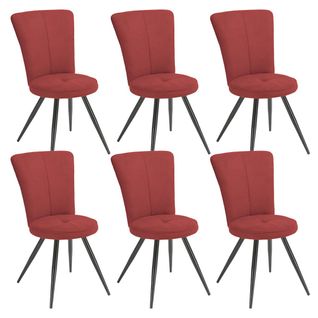 Lot De 6 Chaises Matelassées Rouges - Paril