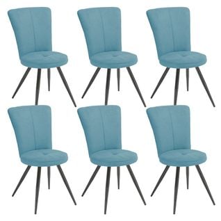 Lot De 6 Chaises Matelassées Bleues - Paril