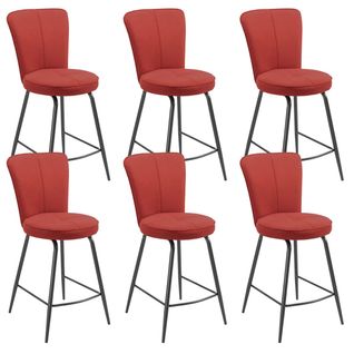 Lot De 6 Tabourets De Bar Matelassés Rouges - Paril