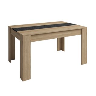Table Allongeable 160-220cm Effet Chêne Naturel Et Noir - Pinia