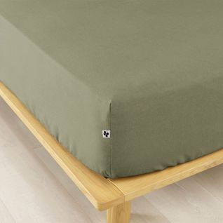 Drap Housse 180x200cm Flanelle De Coton Coloris Romarin - Hedda