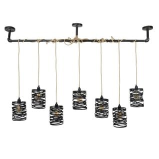 Suspension Industrielle Effet Ruban Gris Ardoise 7 Lampes Ralf