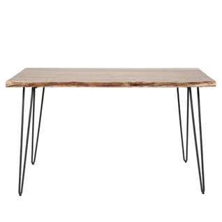 Table à Manger Bois D'acacia Bordure Naturelle 130 Cm Melbourne