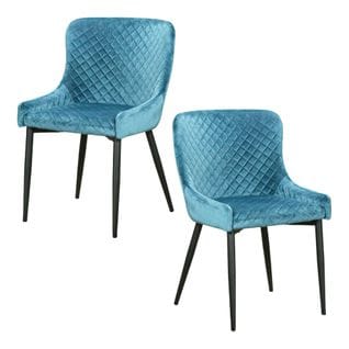 Chaise Bleue En Velours (lot De 2) Arlington