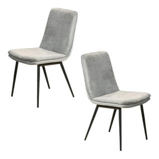 Chaise En Velours Gris à Double Coussinage (lot De 2) Oka