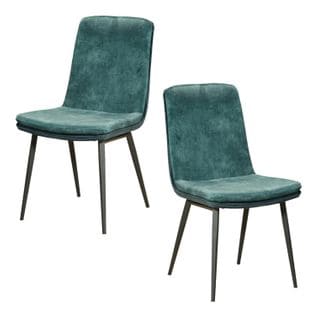 Chaise En Velours Bleu à Double Coussinage (lot De 2) Oka