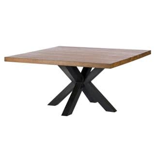 Table à Manger Carrée Chêne Métal Pied Croisé 130 Cm Oka