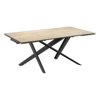 Table En Céramique Extensible Aspect Bois Pied Croisé 180-280 Cm Lombardie