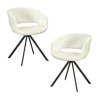 Fauteuil De Table Contemporain Velours Ecru (lot De 2) Florence