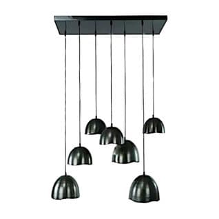 Suspension Industrielle Noir Et Argent 7 Lampes Ralf