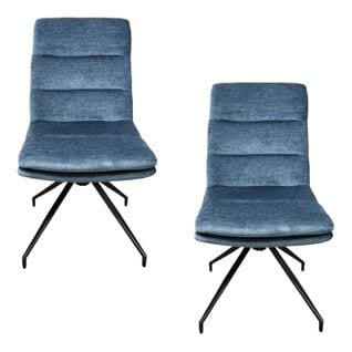 Chaise De Salle à Manger Pivotante En Velours Bleu (lot De 2) Palerme