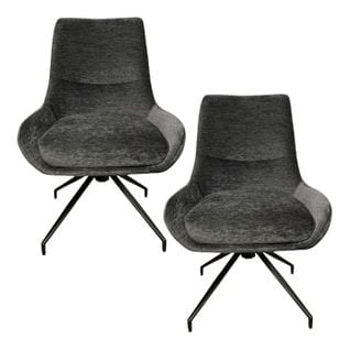 Chaise Pivotante Retro En Velours Gris (lot De 2) Palerme