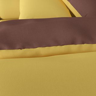 Housse De Couette Coton Bicolore Tertio®  Curry / Chocolat -200 X 200