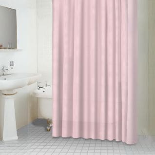 Rideau De Douche Uni Aspect Tissu - 180x180 Cm - Rose Boudoir