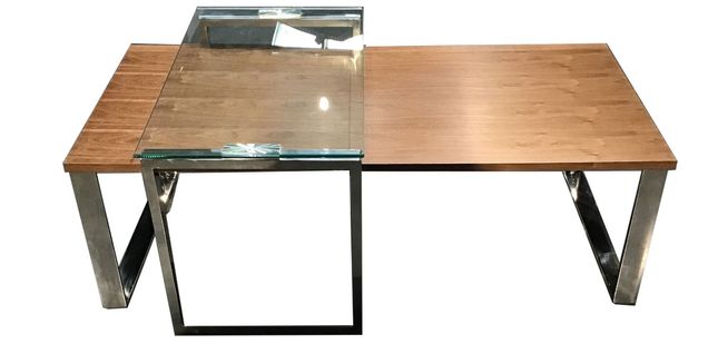 Table Basse Bois Et Verre Kim - Noyer/transparent - Bois Foncé