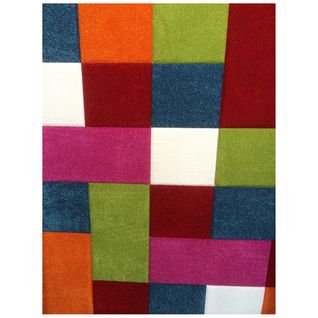 Tapis Chambre 200x290 Tissé Multicolore Rectangle Motif Damier Carreaux