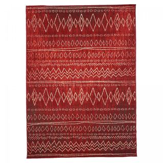 Tapis Berbère 200x290 Tissé Motifs Tribaux Af1 Berbi Rouge