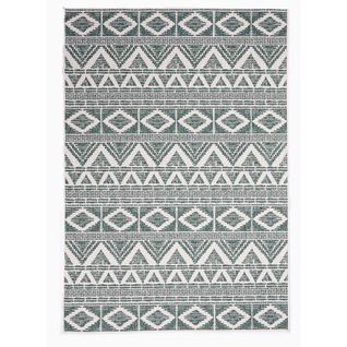 Tapis Extérieur, Kilim Reversible 120x170 Ex1 Skio Vert Et Crème