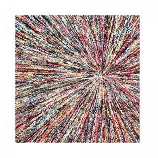 Tapis Chambre 100x100 Tissé Multicolore Carré Motif Ethnique Impact