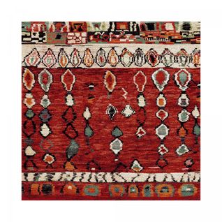 Tapis Berbère Style 160x160 Carre Moroco Rouge