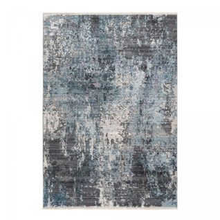 Tapis Salle à Manger 200x290 Tissé Bleu Et Gris Rectangle Motif Abstrait Medella