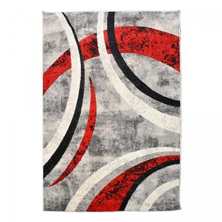 Tapis Cuisine 120x170 Tissé Gris Et Noir Rectangle Motif Géométrique Ligné