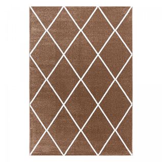 Tapis Salon 140x200 Benapo Marron Clair, Blanc