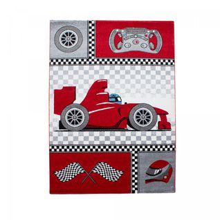 Tapis Enfant 120x170 Kid Race Rouge, Gris