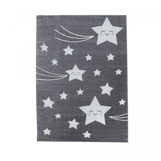 Tapis Enfant 120x170 Kid Stars Gris, Blanc