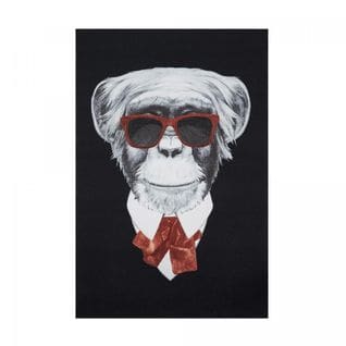 Tapis Salon 100x150 Monkey Karl Noir, Gris, Blanc