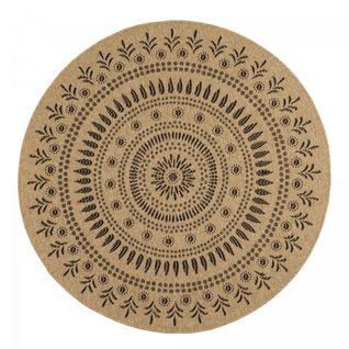 Tapis Rond 80x80 Rond Jute Art 6 Beige, Noir