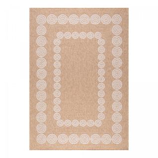 Tapis Extérieur 60x90 Tissé Kilim Beige Et Blanc Jute Art 8