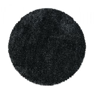 Tapis Shaggy 80x80 Rond Uni B Noir