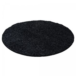 Tapis Shaggy 80x80 Rond Uni L Noir