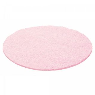 Tapis Shaggy 160x160 Rond Uni L Rose