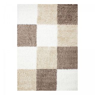 Tapis Shaggy 60x110 Carré à Beige, Marron, Crème