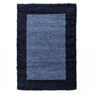 Tapis Shaggy 80x150 Bordure Bleu, Bleu Foncé