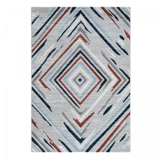 Tapis Chambre 150x220 Tissé Orange Et Bleu Rectangle Motif Géométrique Solga E