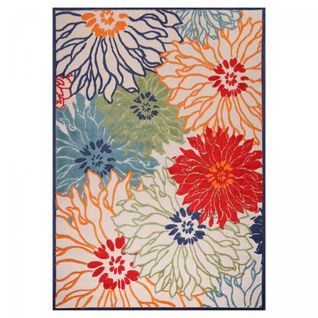 Tapis Exterieur 80x200 Chimeka Bleu, Beige, Orange, Rouge