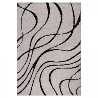 Tapis Shaggy 200x280 Pouda Crème, Noir