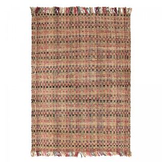 Tapis Jute 200x290 Square Beige, Bordeaux, Noir