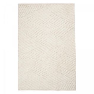 Tapis Salon 120x170 Fait Main En Coton Beige Rectangle Motif Faux Uni Cotcolo