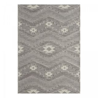 Tapis Salle à Manger 160x230 Tissé Gris Rectangle Motif Ethnique Droua