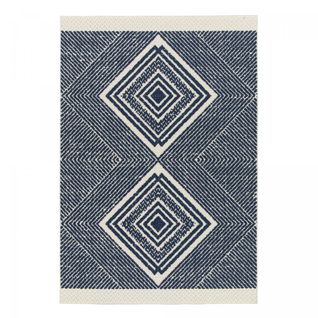 Tapis Extérieur 160x230 Tissé Kilim Bleu Et Crème Tundra 3