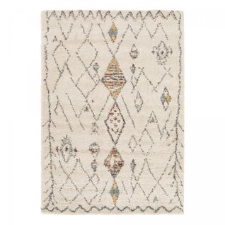 Tapis Shaggy 160x230 Rectangle Tissé Crème Et Beige Motif Berbère Aurora 1