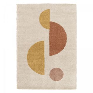 Tapis Shaggy 160x230 Rectangle Tissé Beige Et Orange Motif Géométrique Aurora 3