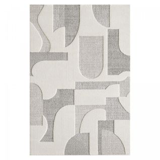 Tapis Salle à Manger 140x200 Tissé Crème Rectangle Motif Simple Cergeo