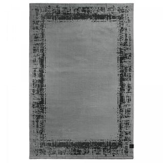 Tapis Salon 190x290 Tissé Gris Et Noir Rectangle Motif Géométrique Sienna